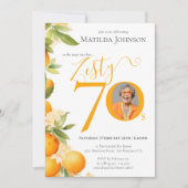 Invitation Zesty Orange Photo 70th Birthday Party (Devant)