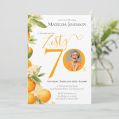 Invitation Zesty Orange Photo 70th Birthday Party (Debout devant)