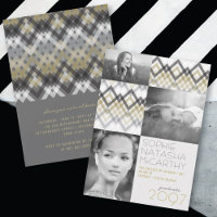 Zig Zag Checks Motif 3 Photo Graduation Party