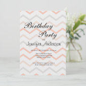 Invitation Zig Zag Pastel Peach et Gris (Debout devant)