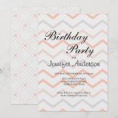 Invitation Zig Zag Pastel Peach et Gris (Devant / Derrière)