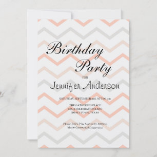 Invitation Zig Zag Pastel Peach et Gris