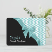 Invitation Zigzag et Aqua Bow Sweet sixteen (Debout devant)