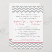 Invitation Zigzag Gris et rose (Devant / Derrière)