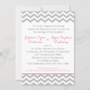 Invitation Zigzag Gris et rose