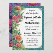 Invitation Zinnias Symboles d'endurance, d'affection et de vi (Devant / Derrière)