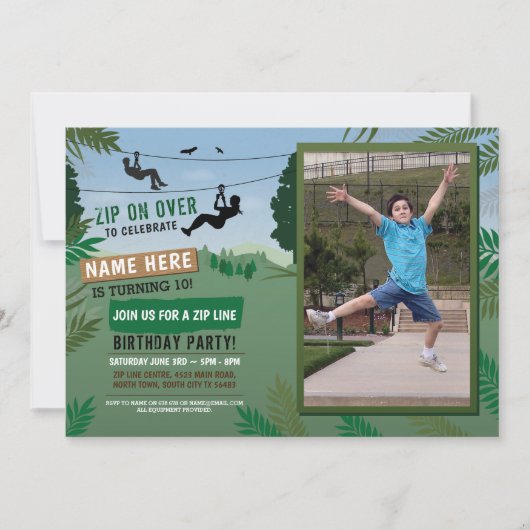 Invitation Zip Line Birthday Adventure Park Photo Extérieur (Devant)