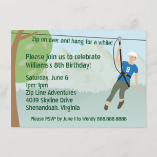 Invitation Zip Line Lining Anniversaire