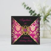 Invitation ZIZZAGO DESIGN Fabuleux 50 Pink Gold Damask Party (Debout devant)