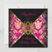 Invitation ZIZZAGO DESIGN Fabuleux 50 Pink Gold Damask Party (Devant)