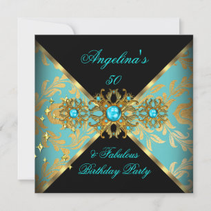 Invitation ZIZZAGO DESIGN Fabuleux 50 sarcelle or damassé fêt