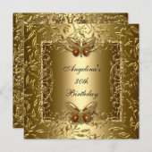 Invitation Zizzago Elégant 30e Anniversaire Papillon Or (Devant / Derrière)