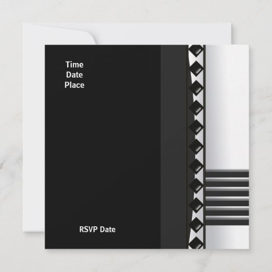 Invitation Zizzago Noir Blanc Art Déco (Dos)