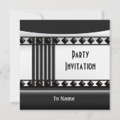 Invitation Zizzago Noir Blanc Art Déco (Devant)