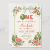 Invitation ZLC11 Vert Sauge Floral Pastèque Un dans un Melon (Devant)