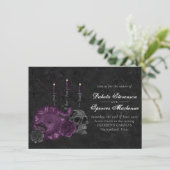 Invitation Zodiac Magie | Plum violet foncé Roses de crâne go (Debout devant)