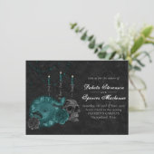 Invitation Zodiac Magie | Turquoise foncé vert crâne gothique (Debout devant)