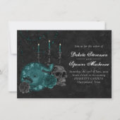 Invitation Zodiac Magie | Turquoise foncé vert crâne gothique (Devant)