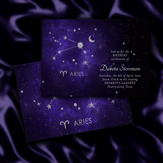 Invitation Zodiac Purple Aries | Horoscope d'astrologie cosmi