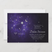 Invitation Zodiac Purple Aries | Horoscope d'astrologie cosmi (Devant)