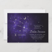 Invitation Zodiac Purple Gemini | Horoscope d'astrologie cosm (Devant)