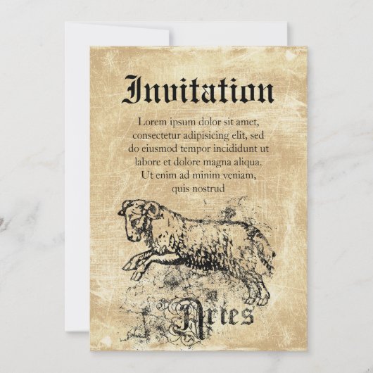 Invitation Zodiaque Bélier Vintage (Devant)