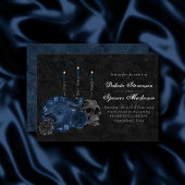 Invitation Zodiaque magic | Dark Navy Blue Gothic Skull