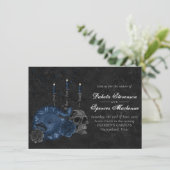 Invitation Zodiaque magic | Dark Navy Blue Gothic Skull (Debout devant)