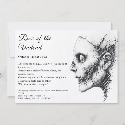 Invitation Zombie Apocalypse Halloween Undead Party Alert (Devant)