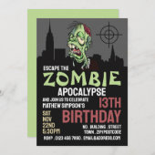 Invitation Zombie Apocalypse Thème Escape Room Anniversaire (Devant / Derrière)