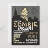Invitation Zombie Apocalypse Thème Escape Room Halloween (Devant)