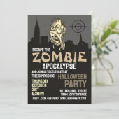 Invitation Zombie Apocalypse Thème Escape Room Halloween (Debout devant)