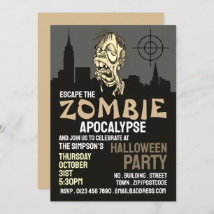 Invitation Zombie Apocalypse Thème Escape Room Halloween