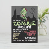 Invitation Zombie Apocalypse Thème Escape Room Halloween (Debout devant)