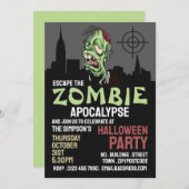 Invitation Zombie Apocalypse Thème Escape Room Halloween (Devant / Derrière)