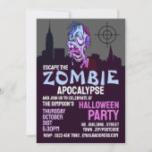 Invitation Zombie Apocalypse Thème Escape Room Halloween (Devant)