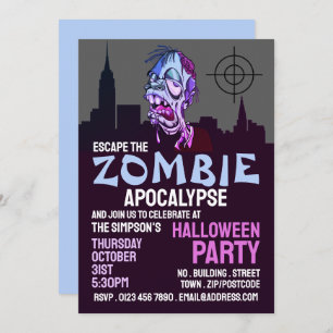 Invitation Zombie Apocalypse Thème Escape Room Halloween