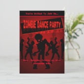 Invitation Zombie Dance Party Noir & Orange (Debout devant)