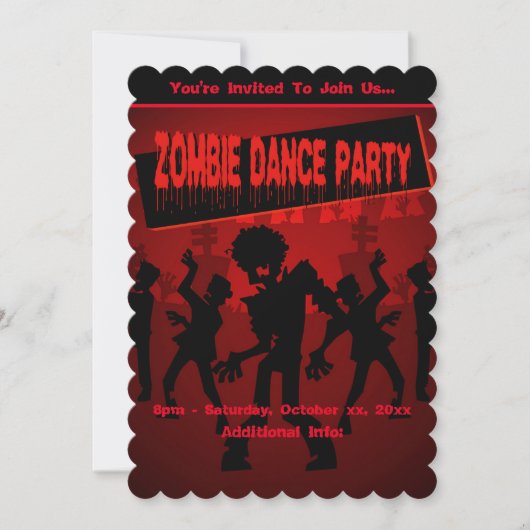 Invitation Zombie Dance Party Noir & Orange (Devant)