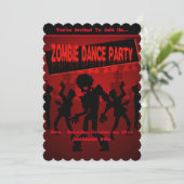 Invitation Zombie Dance Party Noir & Orange (Debout devant)