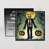 Invitation Zombie effrayant avec citrouilles Halloween (Devant / Derrière)