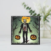 Invitation Zombie effrayant avec citrouilles Halloween (Debout devant)