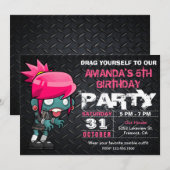 Invitation Zombie Fille Halloween Costume Anniversaire Invita (Devant / Derrière)