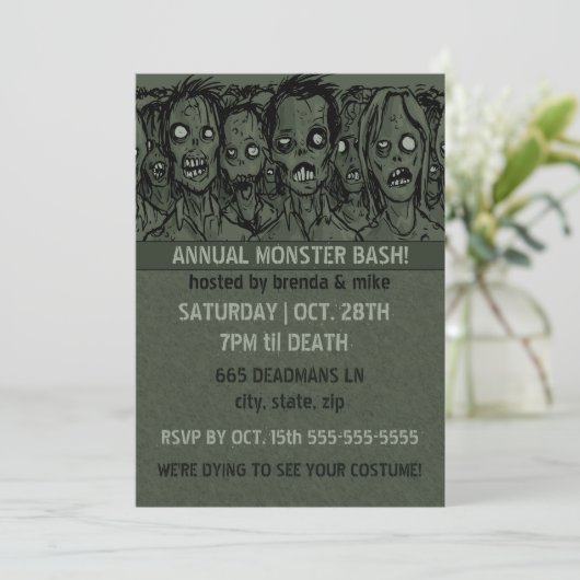 Invitation Zombie Halloween (Debout devant)