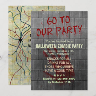 Invitation Zombie Halloween Party Undead Apocalypse sang