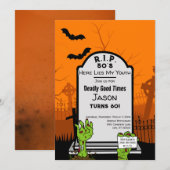 Invitation Zombie moderne Horreur thème 60e anniversaire fête (Devant / Derrière)