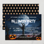 Invitation Zombie Pleine lune main Déplaisante Halloween (Devant / Derrière)