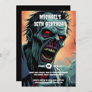 Invitation Zombie visage monstre d'art comique adultes éffray