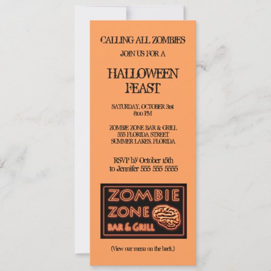 Invitation Zombie Zone Halloween (Devant)