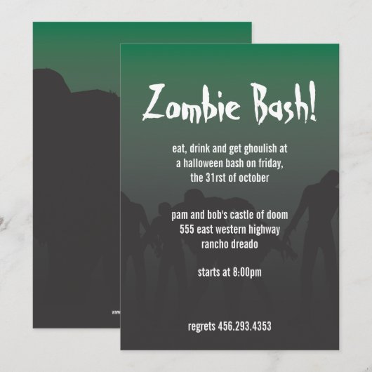 Invitation Zombies (Devant / Derrière)